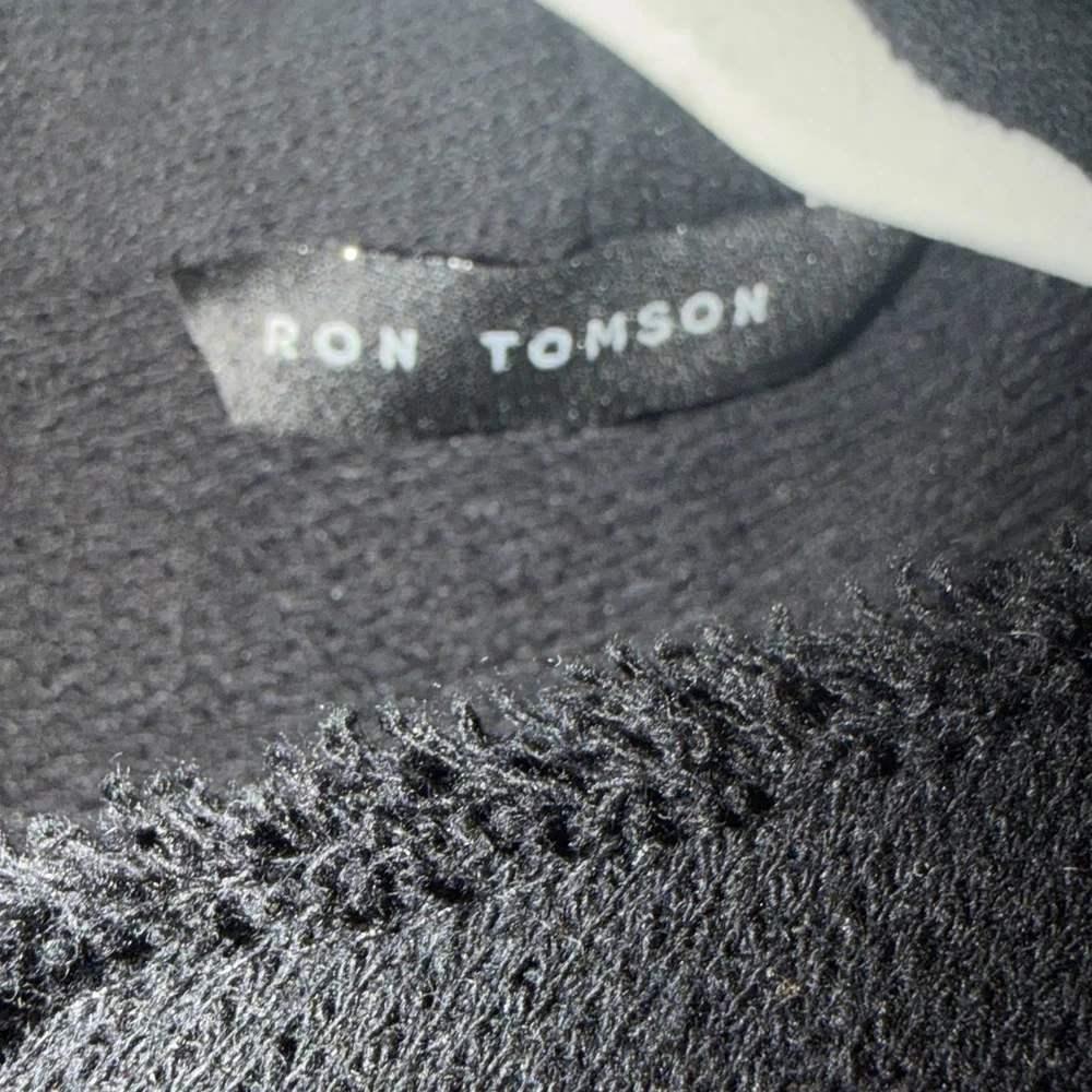 Ron Tomson Black Asymmetrical Draped Cardigan Jacket Raw Edge